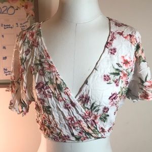 Forever 21 Floral Surplus Crop Top